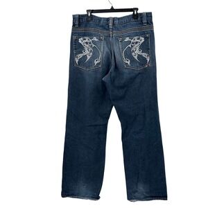 Coogi Mens Embroidered Back Pocket Jeans Blue Medium Wash Denim 38x32 Streetwear